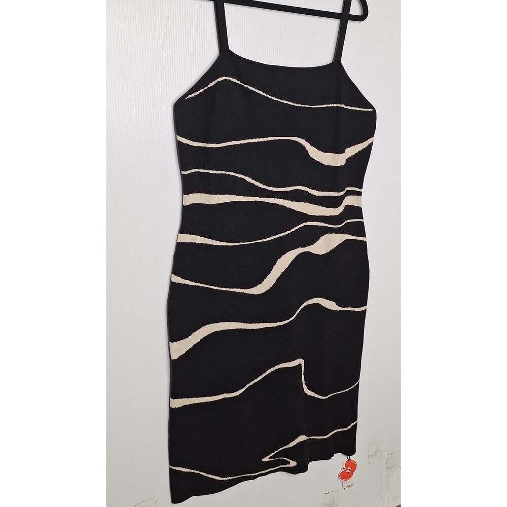 Cider Knit Bodycon Tank Midi Dress 3XL Black and Cream Swirl Zebra Marble Print - Picture 3 of 9